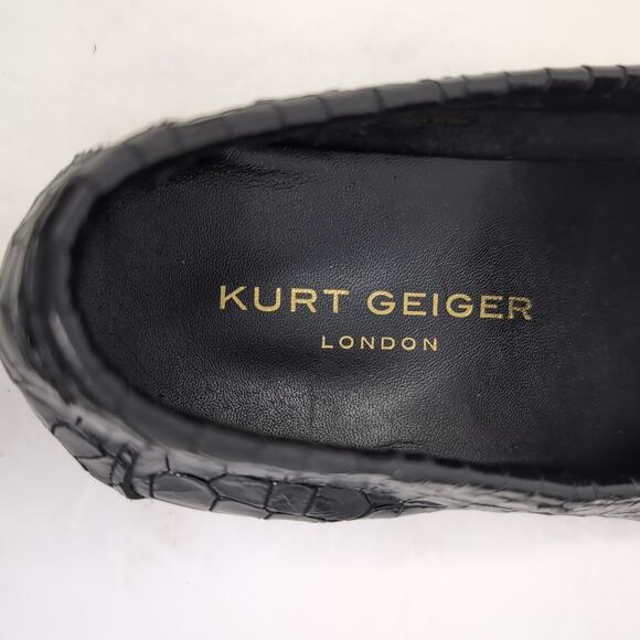 Kurt Geiger London Luca Loafer Shoes Mens EU 41.5 Black Leather Croc Emboss NWOB - Picture 7 of 10